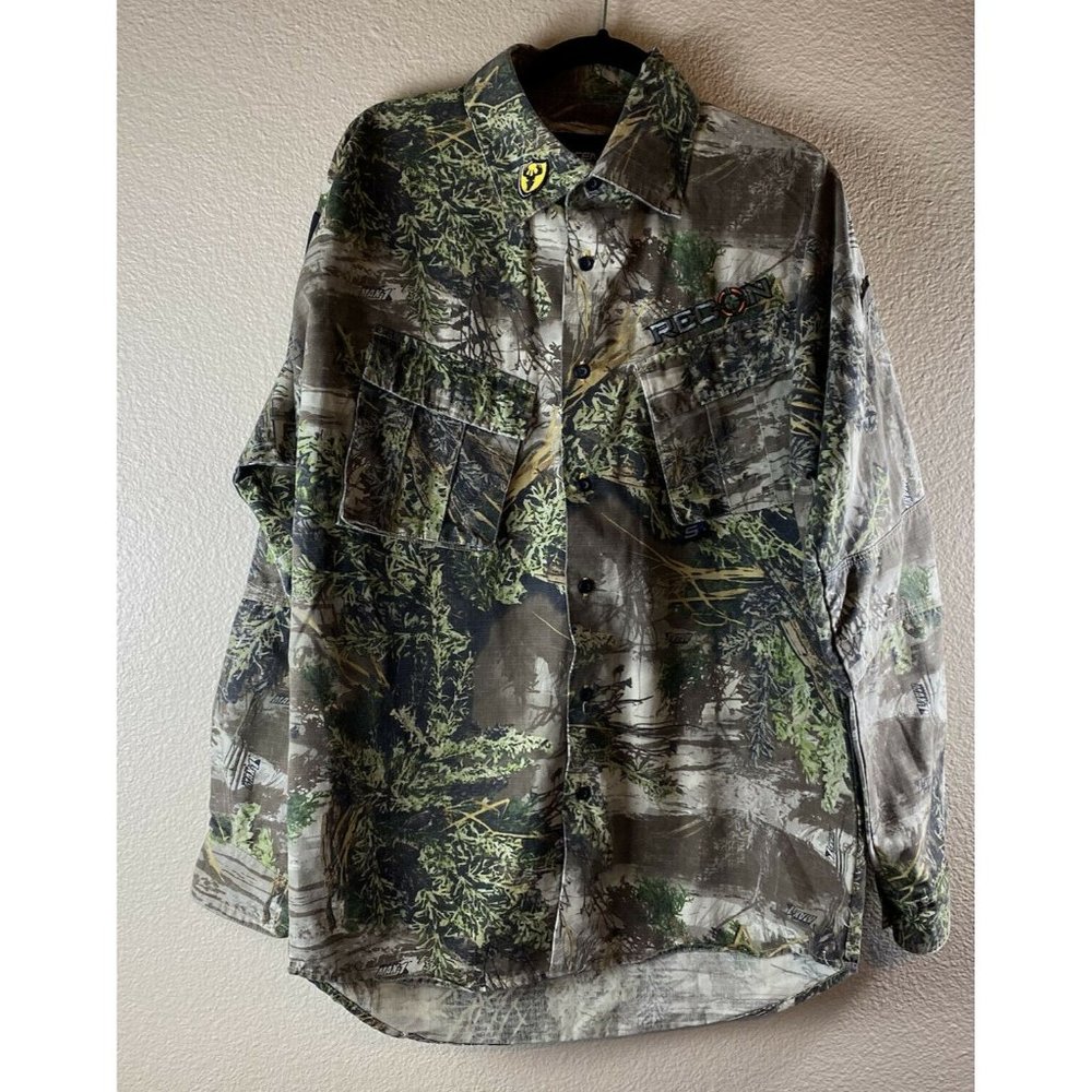 Recon Men Button-up Shirt Size Large Max-1 Camo System Layer One Scent Shield